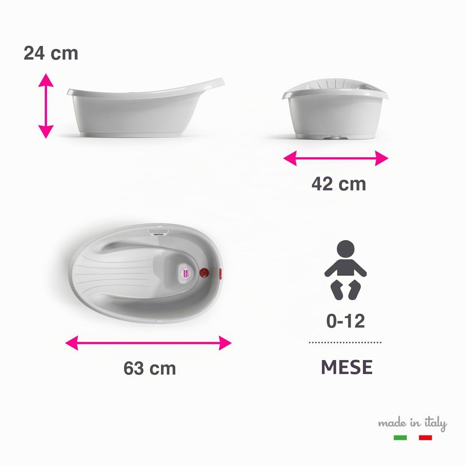 OKBABY Onda Baby - Vaschetta Compatta per il Bagnetto del Neonato 0-12 Mesi - Azzurro