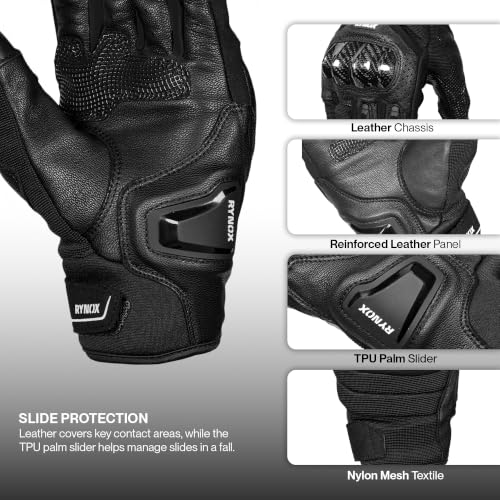 Image of Rynox Striker GT Short-Cuff Motorcycle Gloves | All Black, Medium