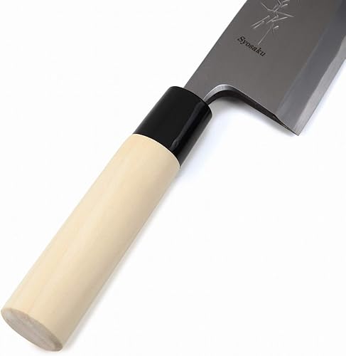 Miniatura 10 de Syosaku Cuchillo de chef japonés para sushi kigami (acero amarillo) - No.2 mango de madera de magnolia en forma de D, Deba 6 pulgadas (5.906 in)