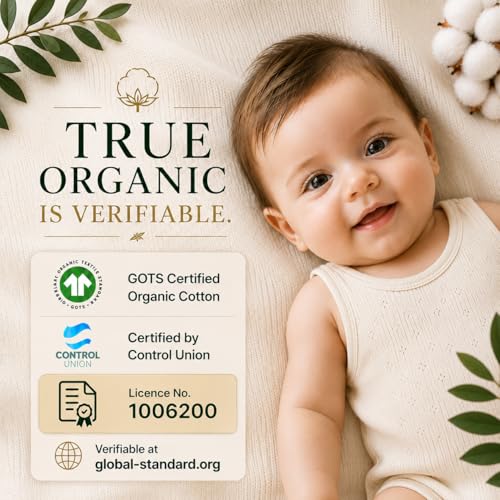 Image of GOTS Organic Pack and Play Sheets Fitted - 1 Pack Mini Crib Sheets Premium Weight Turkish - Cotton 38x26 Neutral Toddler Playard Bedding, Fitted Mini Baby Crib Mattress Cover Boy, Girl