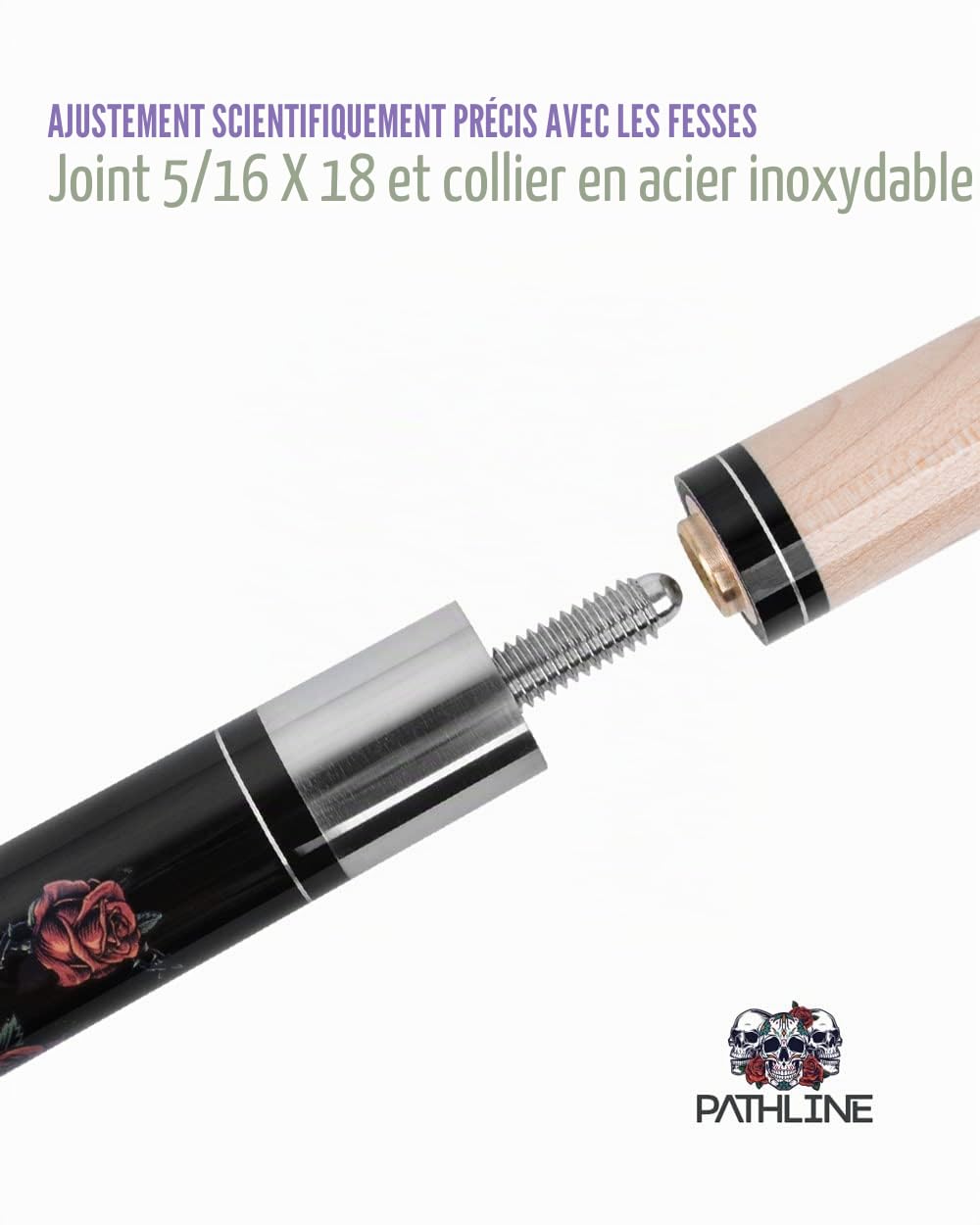 Queue de Billard en érable Canadien de 147,3 cm avec Pointe de 13 mm