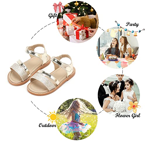 Image of Felix & Flora Toddler Girl Sandals - Little Girl Easter Dress Shoes Lightweight Open Toe Beach Holiday Flats