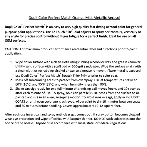 Image of Dupli-Color EBNS05037 Perfect Match Automotive Spray Paint - Nissan Orange Mist Metallic, 014-8 oz. Aerosol Can