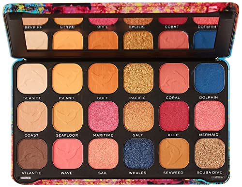 Image of Makeup Revolution, Forever Flawless Eyeshadow Palette, Hydra Dolphin, 18 shades, 19.8g