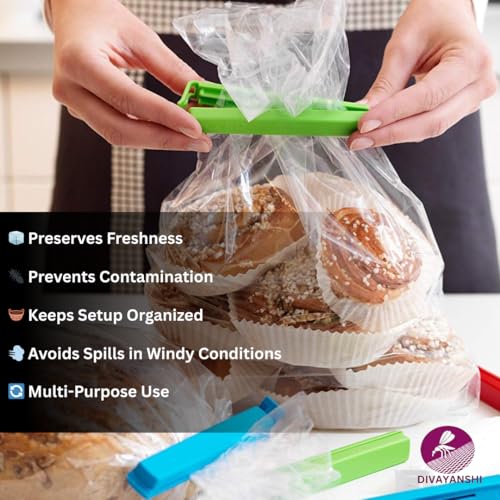 Image of Divayanshi Packet Sealer Clip (Pack of 36) - Bag Clips for Food Storage, Plastic Packet Sealer for Kitchen, Airtight Seal, Reusable, Multipurpose for Packet Sealing