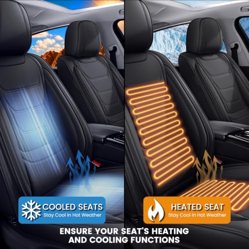 Image of Car Seat Covers Custom Fit Kia Telluride 2020-2026, Waterproof Nappa Leather Car Seat Protector, Breathable Car Seat Cushion, Seat Covers for Car(2 Seats Standard /Black)