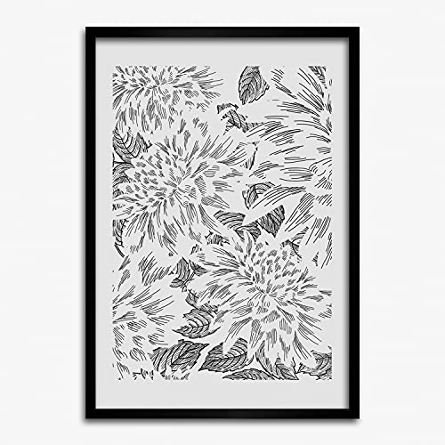 Affiche pivoines 50x70 cm avec cadre bois pour salon cosy