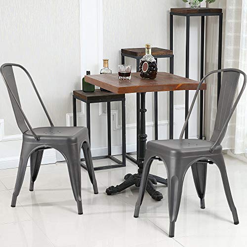 JUMMICO Metal Dining Chair Stackable IndoorOutdoor Industrial Vintage