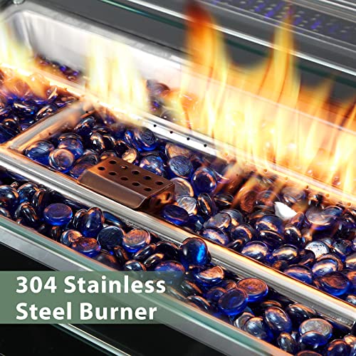 Morohope-Propane-Fire-Pit-Table-43inch-50000-BTU-Gas-Fire-Pits-for-Outside-Wicker-Dining-Fire-Table-with-Glass-Wind-Guard-Lid-Glass-Beads-for-Patio-Garden-Backyard-Black