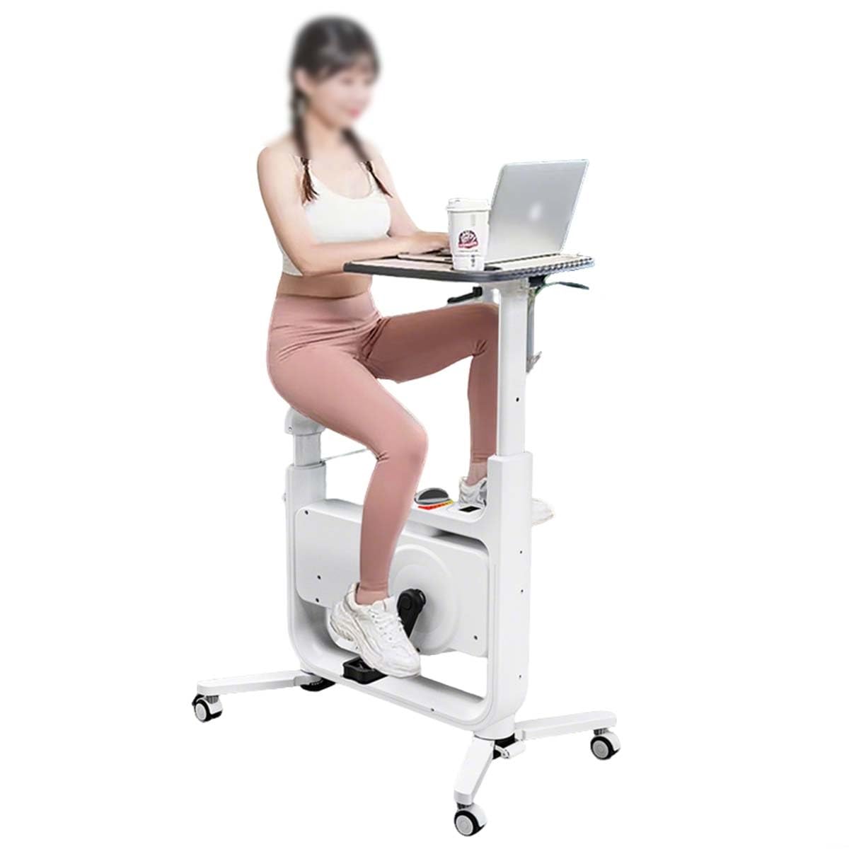 Rower treningowy z biurkiem, opór magnetyczny, do treningu cardio, składana konstrukcja do domowego biura i małych przestrzeni