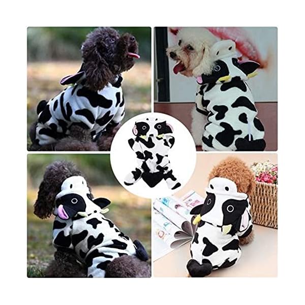 Dog cow costume - adorable halloween dog costumes cow style hoodie soft and comfortable jumpsuits for small dog white - image 8