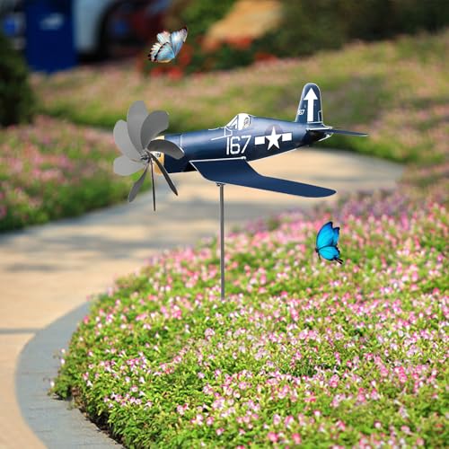 Molinete de viento para césped, estacas decorativas y molinillos de avión 4