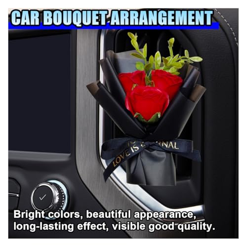 Image of Mini Bouquet Car Air Vent Clip, Cute Rose Air Conditioner Decoration Clip, Dried Flower Air Outlet Clip, Car Interior Aesthetic Accessories (Red)