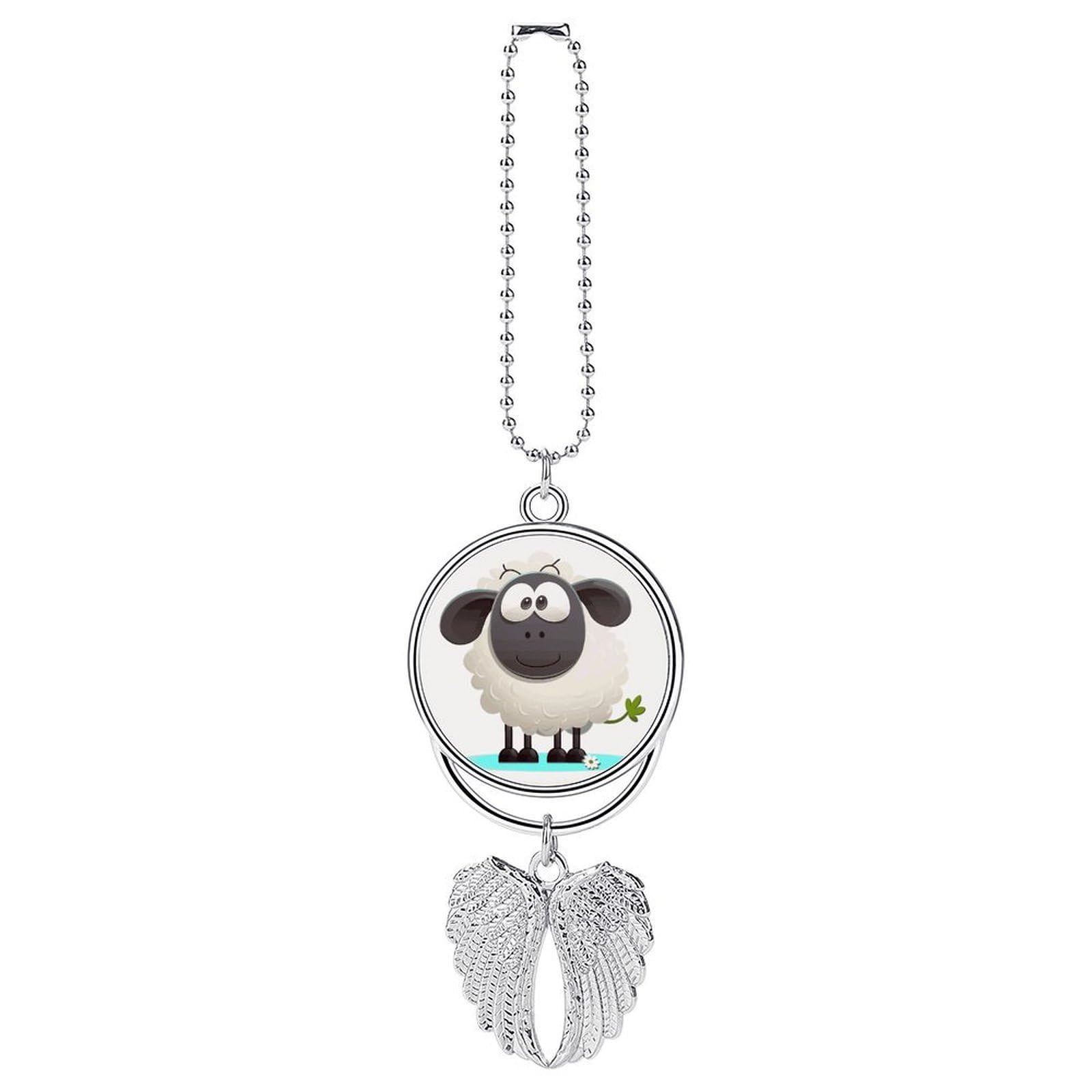 Sheep Car Pendant Rear View Mirror Hanging Ornament Auto Metal Charm for Aesthetic Interior Decor. Lucky Car Accessories Cute Funny Hanging Decor for Car Truck