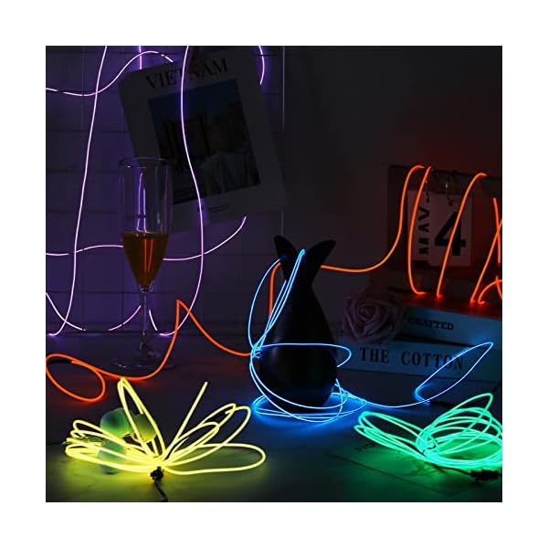 10 pack el wire 9. 8 ft led wire lights with battery pack portable neon lights cuttable glowing strobing electroluminescent light battery powered led lights glow in the dark for party, diy decoration - image 8