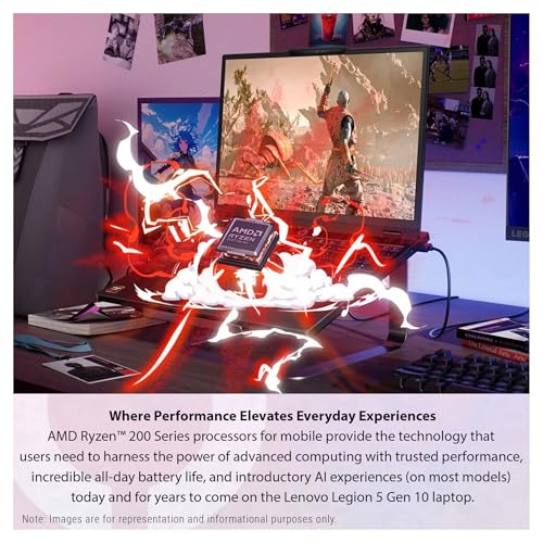 Image of Lenovo Legion 5 Gen 10 Gaming Laptop, AMD Ryzen 7-260, 32 GB DDR5 RAM, 1 TB PCIe SSD, 15.1 inch WQXGA (2560x1600) Display, Nvidia G-Force RTX 5060, 24-Zone RGB Backlit Keyboard, W11 Pro, Eclipse Black