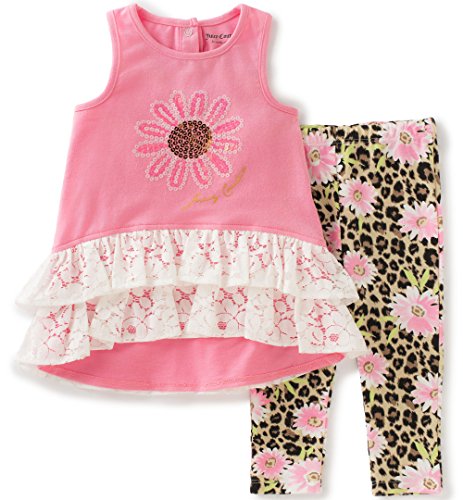 Juicy Couture Baby Girls 2 Pieces Pants Set-High Low Tunic, Pink, 6/9M