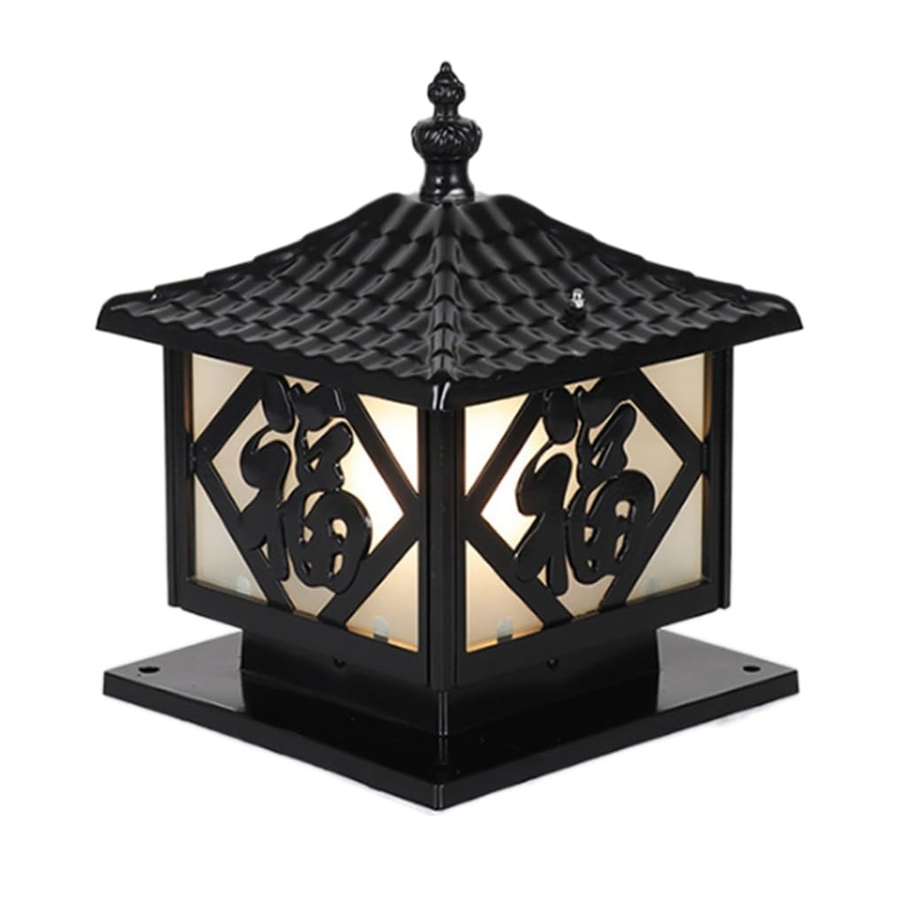 Farola de exterior de aluminio negro de alta resistencia con un elegante diseño cuadrado de 30 cm