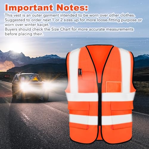 Image of XPCARE Reflective Safety Vests For Women Men, High Visibility Security Vest Pockets and Zipper Front Construction Work Vest