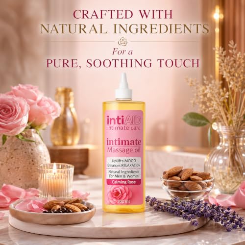 Image of Rose Intimate Massage Oil. Luxuriously Scented Self-Care Oil for Personal Moments. Sensual Touch for ultimate Pleasure & Relaxation - 200ml.