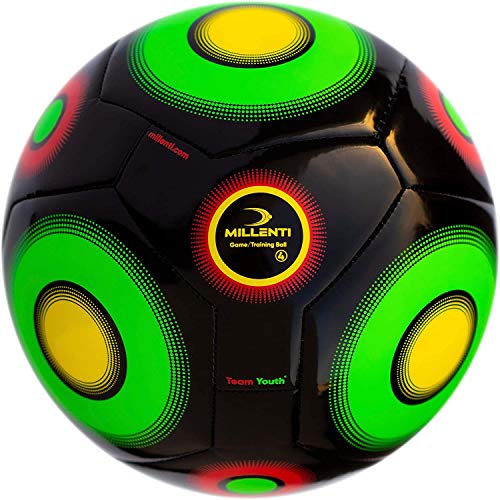 Millenti Team Youth Soccer Ball - Size 4 Black Green Soccer Ball - Soft Touch Kids Ball, High-Visibility Design (Black Green) Sb-Ty-Black #TOP14