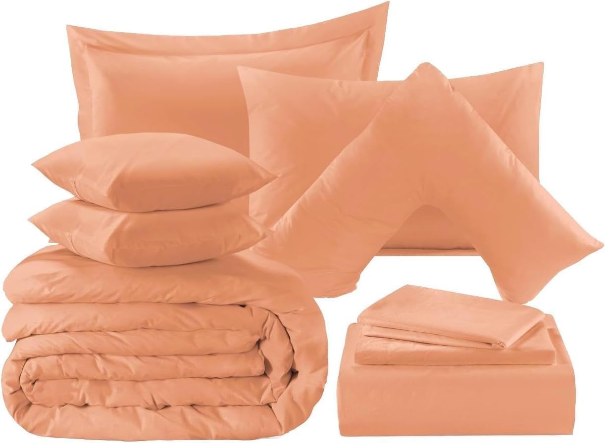 London Dream Double Flat Sheet Non Iron Poly Cotton Percale Quality Top Bed Sheets (Peach)