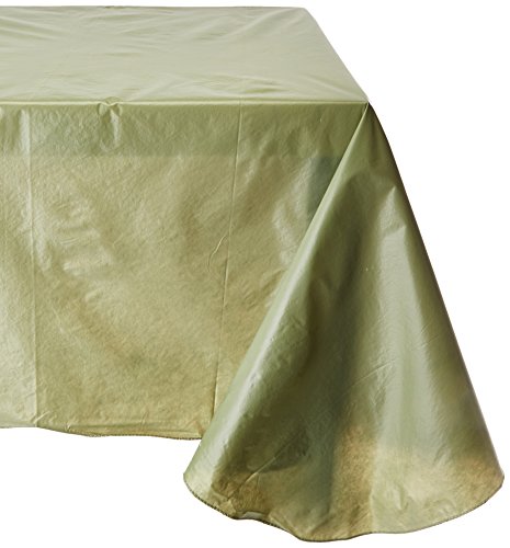 Carnation Home Fashions Vinyl Tablecloth with Polyester Flannel Backing, 52, 90-Inch, Sage
