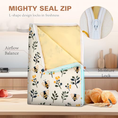 2 Packs Beeswax Bread Bags for Homemade Sourdough Bread With Zipper Sealing | 17''x13'' Natural Beeswax Coating Keeps Bread Fresh Longer,Reusable Organic Linen Cotton Bag, Freezer Safe & Portable - image 4
