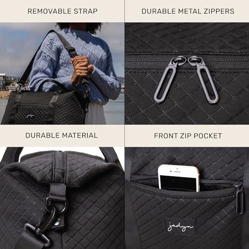 Image of Jadyn Lola Travel Bag, Weekender /Overnight Duffel, Gym Tote Bag for Women, Men, Diamond Black, One Size, Travel Duffel Bag