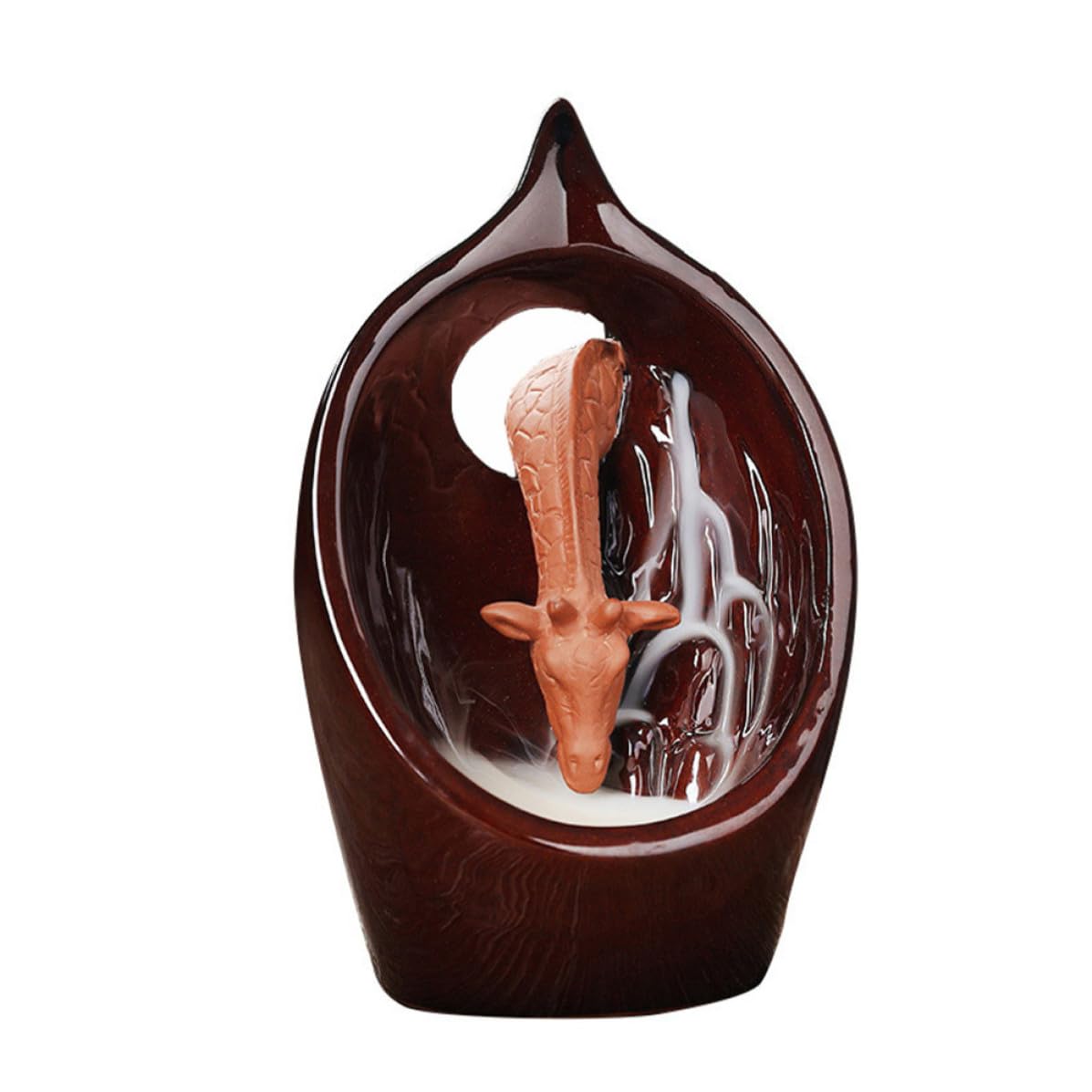 Bruciatore di Incenso Riflusso in Ceramica Giraffa per Aromaterapia