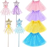 Suficientes suministros de cosplay: recibirás 4 piezas de tutús profesionales para niños y 4 piezas de varitas de princesa estrella, delicadas y exquisitas, suficientes para que juegues a ser un angelito o una princesa, también puedes compartir con otros y pasar un buen rato juntos