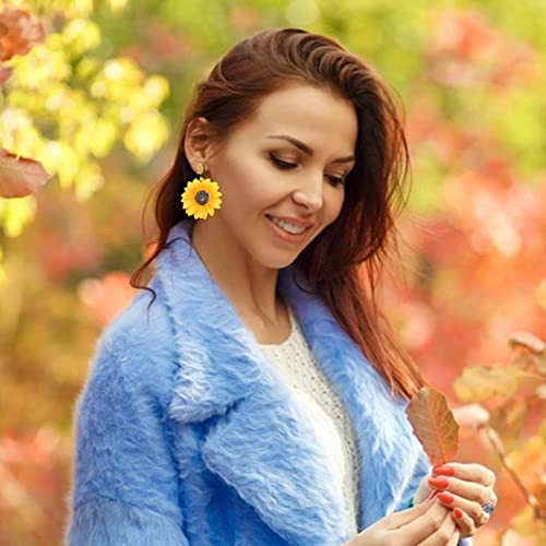 Sunflower Earrings for Women 3D Sunflower Dresses Spring Flower Dangle Earring Boho Statement Jewelry Gifts Trendy3