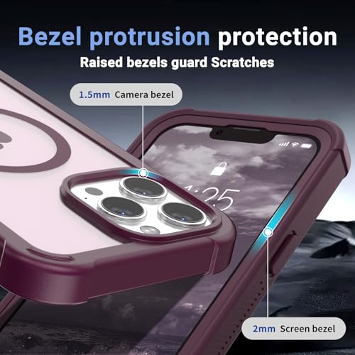 jaroco Magnetic for iPhone 13 Pro Max Case, [Compatible with MagSafe][Military Grade Drop Protection][Heavy Duty Protection][Non-Slip][Shockproof] 2-Layer Durable Bumper Phone Case 6.7''-Wine Red by jaroco - Image 5