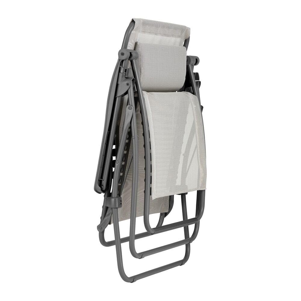 Lafuma Mobilier RSXA Clip - Sillón Relax Cero Gravedad - Silla Larga Plegable Terraza y Jardín - Lona Batyline® Resistente - Transat multiposición, Todo Confort, Fabricado en Francia - Beige Centeno