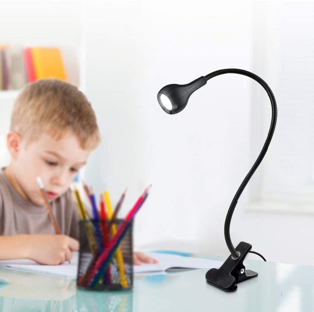 XANAYXWJ Uchwyt zaciskowy na biurko USB elastyczna stołowa lampka do czytania do sypialni dekoracja salonu lampka nocna do domu (czarna)