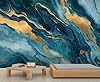 YXQAIED Marble Wallpaper, Navy Blue Bedroom Wall Paper, Not Self Adhesive Blue Green Wallpaper for Living Room, Modern Marble 3D Large Mural & Home Decor Poster, 366x254cm #2