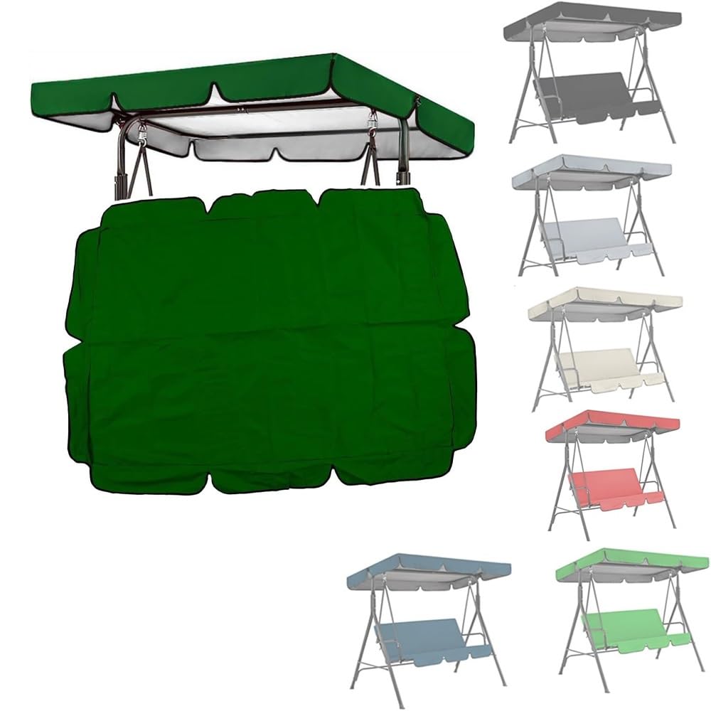 75x47in 77x50in Swing Chair Top Cover Porch Swing Canopy, Waterproof Replacement Sun Shade Awning Cover For Garden Swing Seat, Oxford Cloth(Green,74.8x47.2in/190x120cm)