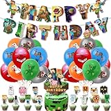 39個セット マインクラフト 誕生日飾り付け キャラクター風船 誕生日バルーン バースデーバルーン かわいい 飾り 女の子 子供 男の子 バナー ン ケーキの挿入物