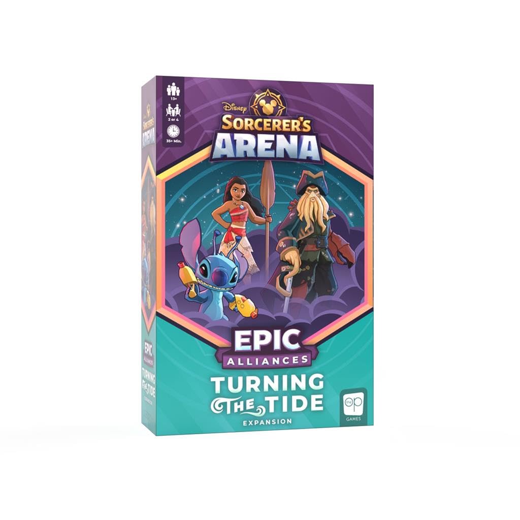 USAOPOLY Disney Sorcerer’s Arena: Epic Alliances Turning The Tide Expansion | Featuring Davy Jones, Moana, and Stitch | Officially-Licensed Disney Strategy & Family Board Game