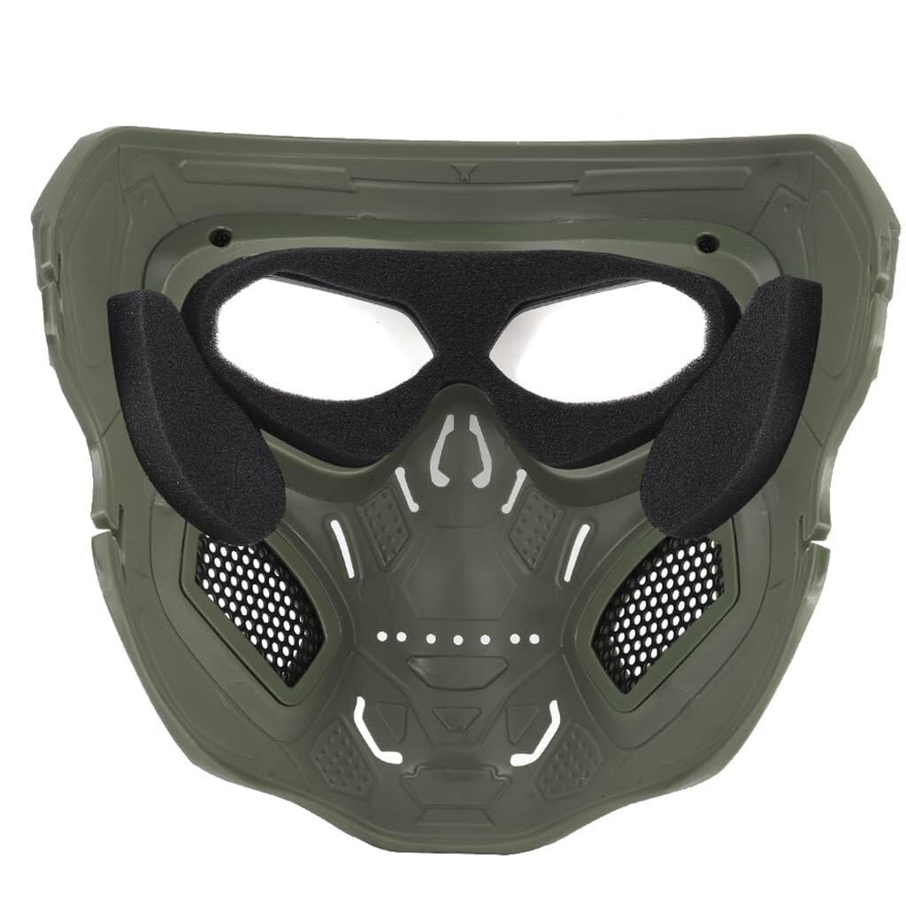 TS TAC-SKY Máscara De Paintball De Modo Dual Ajustable For Juegos De CS Al Aire Libre, Cosplay, Airsoft, Máscara Facial Completa con Gafas, Equipo Táctico(Green)