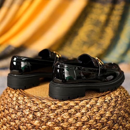 Women's Vintage English Brogues Platform Chunky Heel Slip-On Shoes Soft Microfiber Leather Comfy Wide Fit Women Shoes4