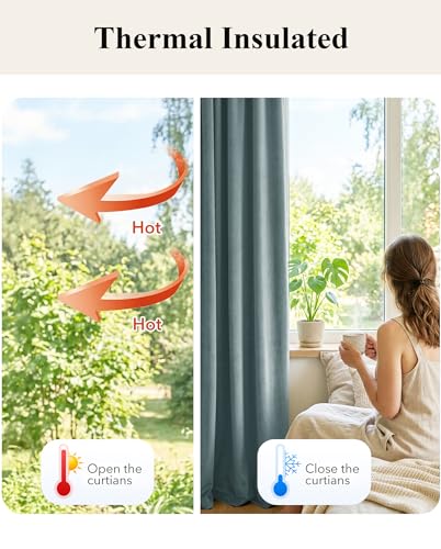 Image of Dark Slate Velvet Curtains for Living Room, W52 x L96 inches, 2 Pcs | Luxury 300GSM Velvet, Back Tab Window Drapes, Heat Block Out, Privacy & UV Protection, Boys' Bedroom, Store, Villa Window