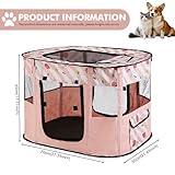 PRITOK Foldable Pet Playpen: Portable Dog Cat Playpen, 600D Oxford Indoor/Outdoor Pet Tent with Carry Bag​, Breathable Mesh for Indoor Outdoor Puppy Rabbits Hamster Small Animals (PINK) - Image 2