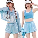 [Baobird] 水着 レディース 体型カバー 可愛い セパレート 長袖 露出少なめ 安い 胸パッド付き 高校生 中学生 3点セットプール スポーティー ママ ラッシュガード 日焼け対策 韓国 女の子 10代 20代 30代 海 おしゃれ