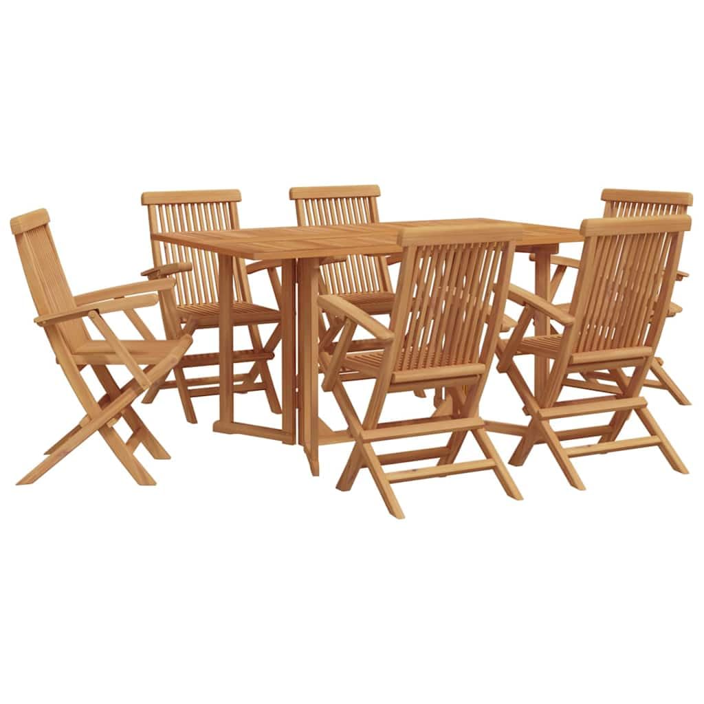 Generico Set da Pranzo per Giardino 7 PCS Marrone Legno di Teak Solido,Mobili,Mobili da Giardino,Mobili e sedie da Giardino,Sedie da Giardino,Marrone,70.8 kg,3155339