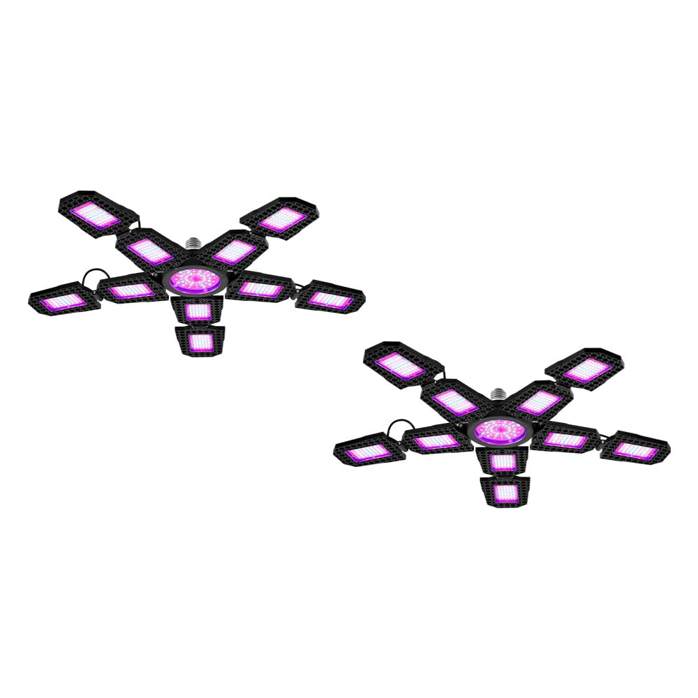 2Pack 400W LED Deformable Plant Light E27/ E26 Indoor Planting Lights 110V Greenhouse Hydroponic Adjustable Panels Cultivation Lamps UV/IR Succulent Cactus Vegetables Moss Bonsai Potted Lighting