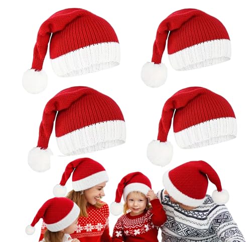 Pluvyze 4PCS Weihnachtsmütze 2 Nikolausmütze Erwachsene 2...