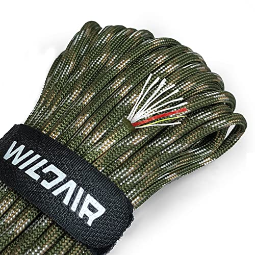 WILDAIR Cuerda de Supervivencia Multifuncionales Paracaídas Paracord 550(Camuflaje Forestal 7.5m)