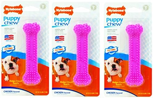 Nylabone (3 Pack) Just for Puppies Petite Pink Dental Bone Chew T...