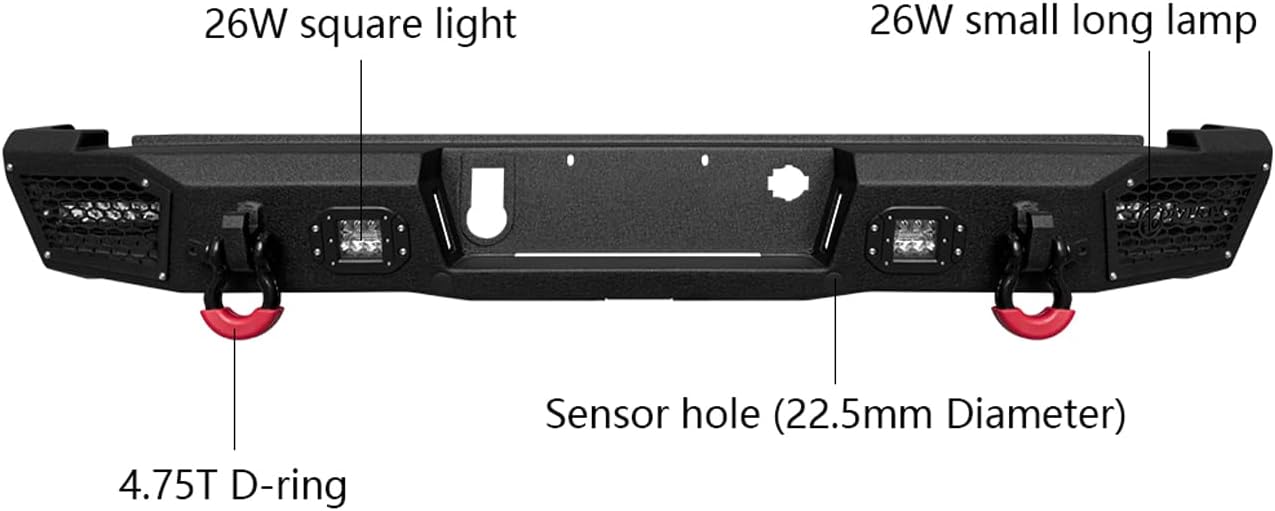 VIJAY Front and Rear Bumper Fits 2015-2020 GMC Canyon with Winch Plate and Lights